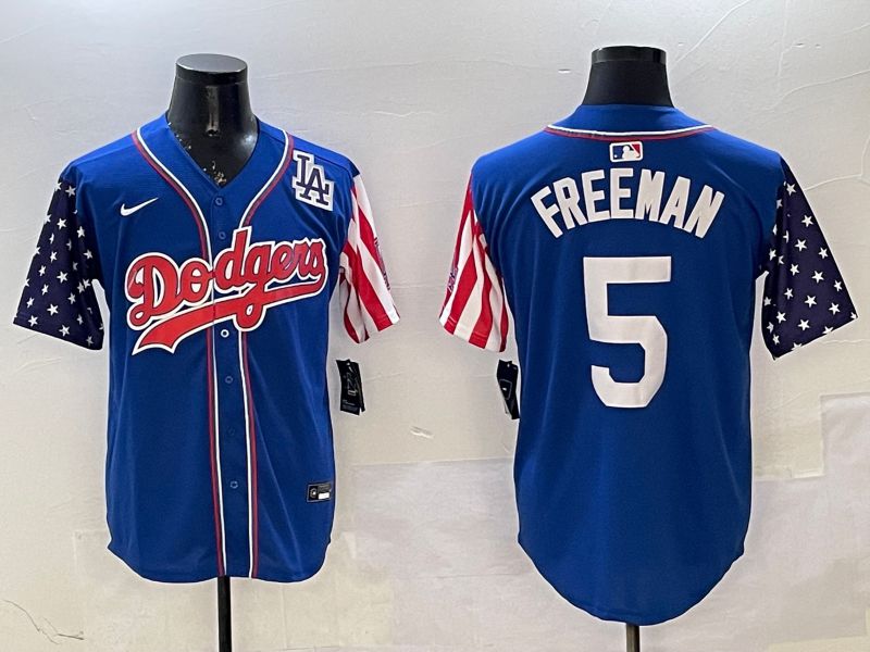 Men Los Angeles Dodgers #5 Freeman Blue a generation of national flags Joint name 2025 Nike MLB Jersey style 7->los angeles dodgers->MLB Jersey